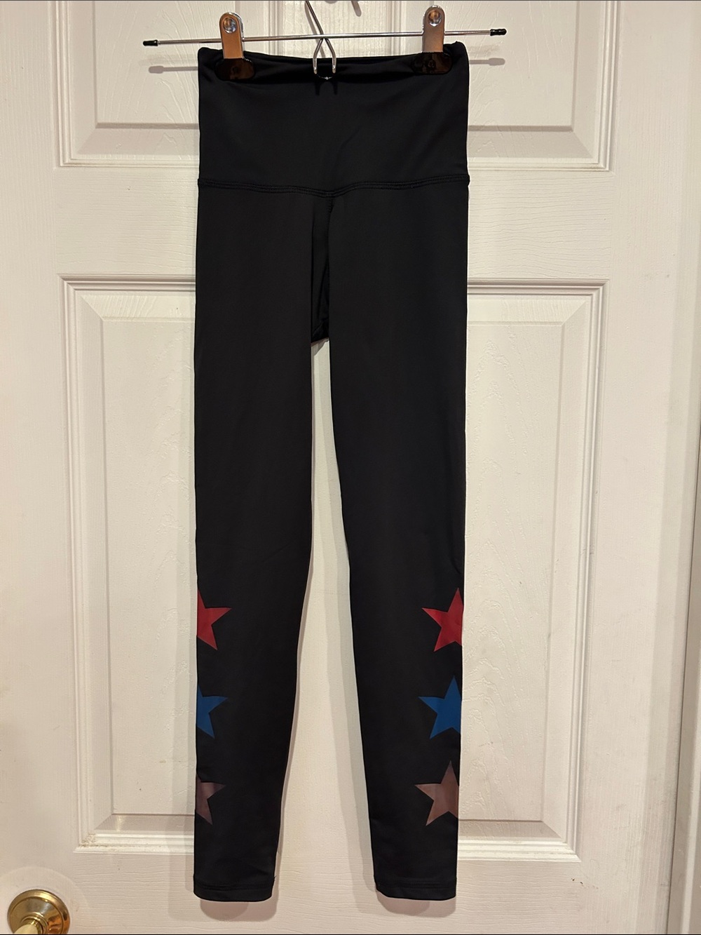 Free People Strut-This High-Rise Black Leggings with Multicolor Star Panels